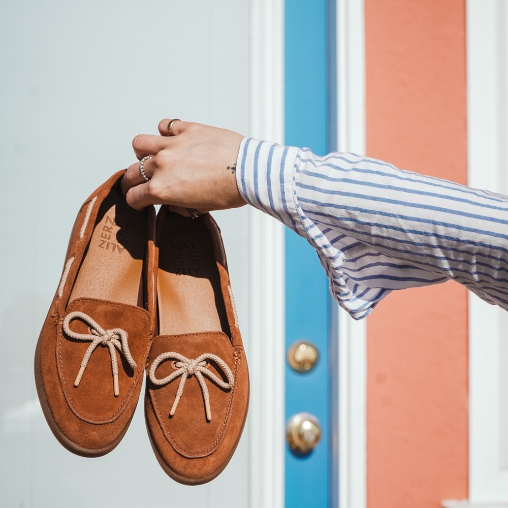 Naturalizer Tan Moccasins with Bow Detail